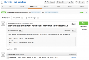 Github issue with pull request